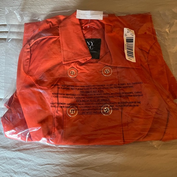 New York & Company Orange Trench Coat - Picture 3 of 3